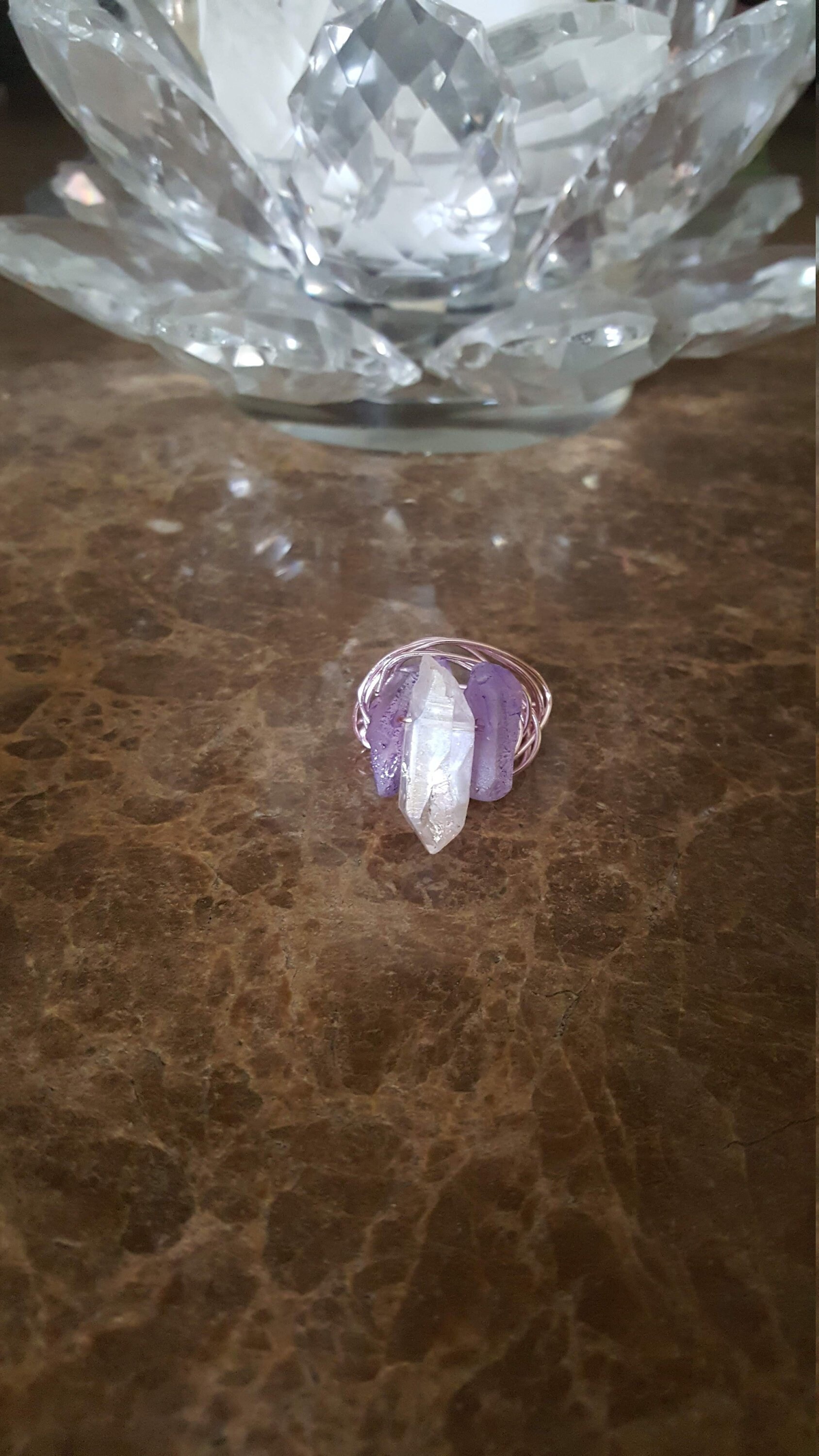 Lavendel Und Klare Rose Quart Kristall Ring Lavendel Und Klare Rose Quart Kristall Ring von WiredStyleGem