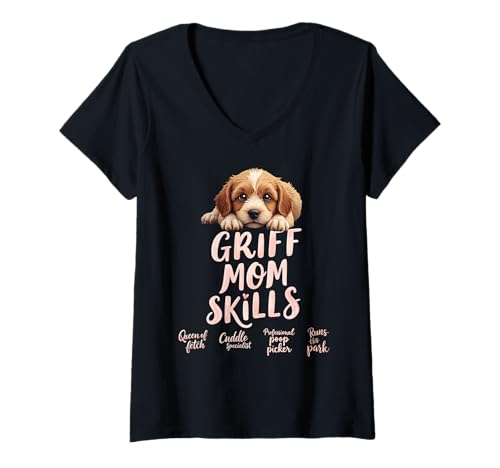 Damen Lustiger Griff Mama Hund Drahthaar Griffon Mama Humor Zitat T-Shirt mit V-Ausschnitt Damen Lustiger Griff Mama Hund Drahthaar Griffon Mama Humor Zitat T-Shirt mit V-Ausschnitt von Wirehaired Pointing Griffon Fun Designs