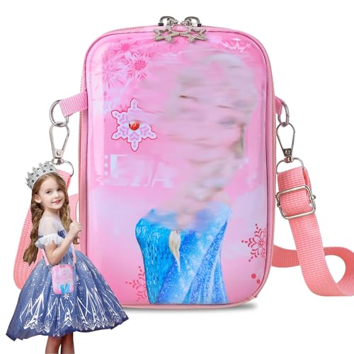Els Handtasche Mädchen, Umhängetasche Eiskönig Kinderhandtasche, PU Leder Umhängetasche Kinder mit Verstellbarem Gurt, Cartoon Kindertasche für Mädchen zum Ausgehen oder Reisen von Wirhaut