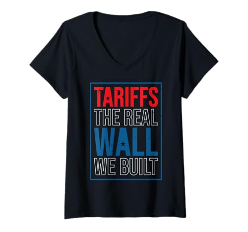 Damen Zölle: Die wirkliche Mauer, die wir gebaut haben T-Shirt mit V-Ausschnitt Damen Zölle: Die wirkliche Mauer, die wir gebaut haben T-Shirt mit V-Ausschnitt von Wirtschaftliche Barriere
