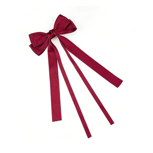 Wisafory 2 Stück Haarschleife Damen Satin Haarspangen mit Schleife Haarklammer Haarschmuck Hair Bow Clip Kopfbedeckung Haare Accessoires für Mädchen und Frauen Mode Styling Accessoire Burgunderrot von Wisafory