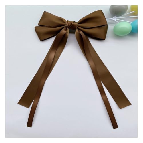 Wisafory 2 Stück Haarschleife Damen Satin Haarspangen mit Schleife Haarklammer Haarschmuck Hair Bow Clip Kopfbedeckung Haare Accessoires für Mädchen und Frauen Mode Styling Accessoire Kaffee von Wisafory