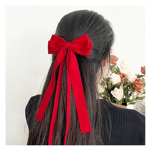 Wisafory 2 Stück Haarschleife Damen Satin Haarspangen mit Schleife Haarklammer Haarschmuck Hair Bow Clip Kopfbedeckung Haare Accessoires für Mädchen und Frauen Mode Styling Accessoire Rot von Wisafory