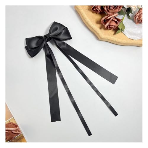 Wisafory 2 Stück Haarschleife Damen Satin Haarspangen mit Schleife Haarklammer Haarschmuck Hair Bow Clip Kopfbedeckung Haare Accessoires für Mädchen und Frauen Mode Styling Accessoire Schwarz von Wisafory