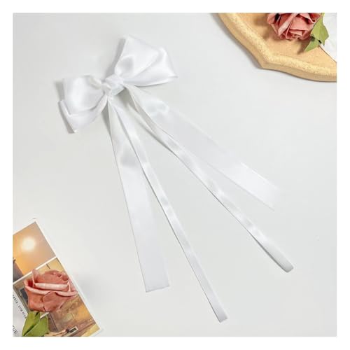 Wisafory 2 Stück Haarschleife Damen Satin Haarspangen mit Schleife Haarklammer Haarschmuck Hair Bow Clip Kopfbedeckung Haare Accessoires für Mädchen und Frauen Mode Styling Accessoire Weiß von Wisafory