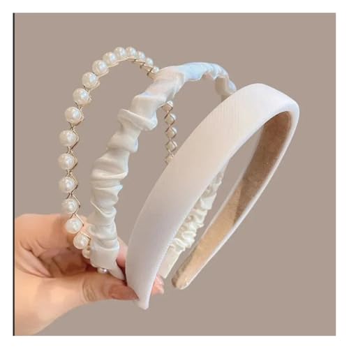 Wisafory 3 Teiliges Stirnband Damen Haarreifen rutschfeste Haarbänder Verschiedene Modelle Niedlicher Haar-Accessoires Vintage Haarschmuck Haarnadel für Damen Mädchen Kinder Weiße von Wisafory