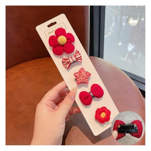 Wisafory 5 Stück Baby-Haarspangen Haarspangen für feines Haar Mini Haarschleifen Stoff Haarschmuck mit Schleife Rutschfeste Haarnadeln für Babys, Mädchen, Neugeborene, Kleinkinder 11# von Wisafory
