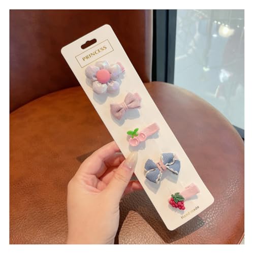 Wisafory 5 Stück Baby-Haarspangen Haarspangen für feines Haar Mini Haarschleifen Stoff Haarschmuck mit Schleife Rutschfeste Haarnadeln für Babys, Mädchen, Neugeborene, Kleinkinder 19# von Wisafory