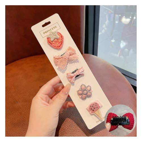 Wisafory 5 Stück Baby-Haarspangen Haarspangen für feines Haar Mini Haarschleifen Stoff Haarschmuck mit Schleife Rutschfeste Haarnadeln für Babys, Mädchen, Neugeborene, Kleinkinder 24# von Wisafory