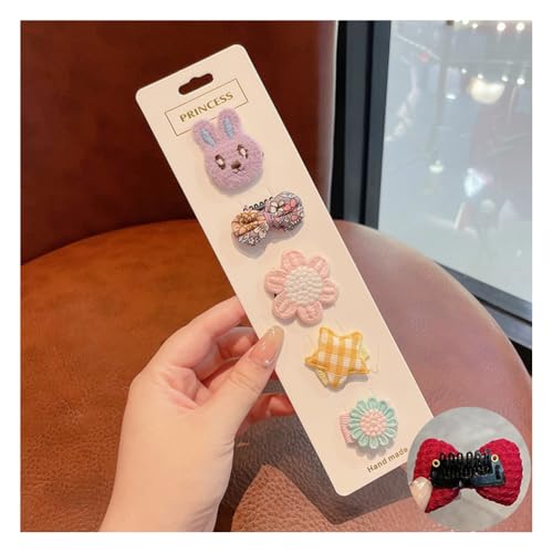 Wisafory 5 Stück Baby-Haarspangen Haarspangen für feines Haar Mini Haarschleifen Stoff Haarschmuck mit Schleife Rutschfeste Haarnadeln für Babys, Mädchen, Neugeborene, Kleinkinder 27# von Wisafory