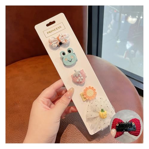 Wisafory 5 Stück Baby-Haarspangen Haarspangen für feines Haar Mini Haarschleifen Stoff Haarschmuck mit Schleife Rutschfeste Haarnadeln für Babys, Mädchen, Neugeborene, Kleinkinder 28# von Wisafory