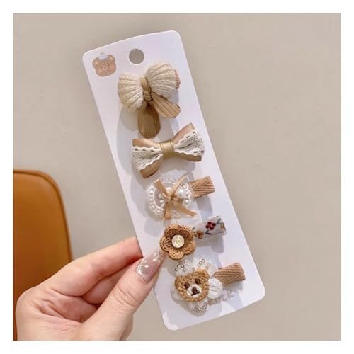 Wisafory 5 Stück Baby-Haarspangen Haarspangen für feines Haar Mini Haarschleifen Stoff Haarschmuck mit Schleife Rutschfeste Haarnadeln für Babys, Mädchen, Neugeborene, Kleinkinder 6# von Wisafory