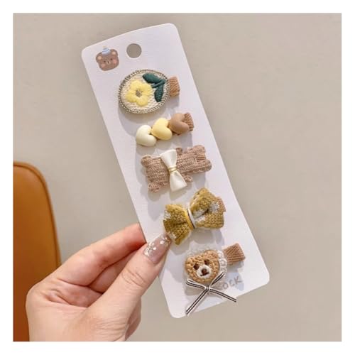 Wisafory 5 Stück Baby-Haarspangen Haarspangen für feines Haar Mini Haarschleifen Stoff Haarschmuck mit Schleife Rutschfeste Haarnadeln für Babys, Mädchen, Neugeborene, Kleinkinder 7# von Wisafory