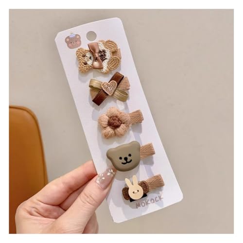 Wisafory 5 Stück Baby-Haarspangen Haarspangen für feines Haar Mini Haarschleifen Stoff Haarschmuck mit Schleife Rutschfeste Haarnadeln für Babys, Mädchen, Neugeborene, Kleinkinder 8# von Wisafory