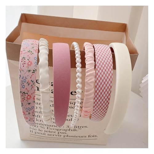 Wisafory 7 Teiliges Stirnband Damen Haarreifen rutschfeste Haarbänder Verschiedene Modelle Niedlicher Haar-Accessoires Vintage Haarschmuck Haarnadel für Damen Mädchen Kinder Rosa von Wisafory