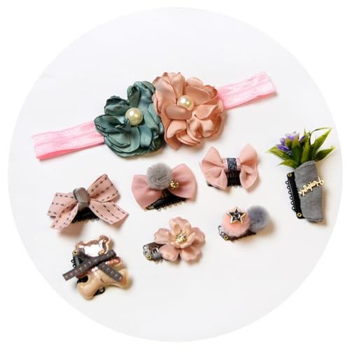 Wisafory 8 Stück Haarspangen für Neugeborene Niedliche Baby-Haarspangen Mini Blumenmuster Haarschleifen Hairband Haarschmuck Stoff Haarzubehör für Babys und Kleinkinder Mädchen 7# von Wisafory