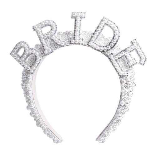 Wisafory Braut Haarbänder Perlen Haarreif Bride to be Haarschmuck Bride-Kopfschmuck mit "BRIDE" gedruckt Brautdekorationen für Hochzeiten, Freundinnenparty, Junggesellenabschied 1# von Wisafory