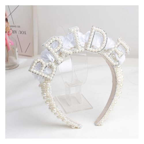 Wisafory Braut Haarbänder Perlen Haarreif Bride to be Haarschmuck Bride-Kopfschmuck mit "BRIDE" gedruckt Brautdekorationen für Hochzeiten, Freundinnenparty, Junggesellenabschied 10# von Wisafory