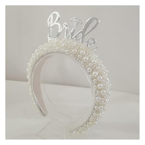 Wisafory Braut Haarbänder Perlen Haarreif Bride to be Haarschmuck Bride-Kopfschmuck mit "BRIDE" gedruckt Brautdekorationen für Hochzeiten, Freundinnenparty, Junggesellenabschied 5# von Wisafory