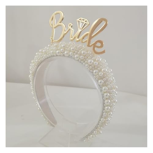 Wisafory Braut Haarbänder Perlen Haarreif Bride to be Haarschmuck Bride-Kopfschmuck mit "BRIDE" gedruckt Brautdekorationen für Hochzeiten, Freundinnenparty, Junggesellenabschied 6# von Wisafory