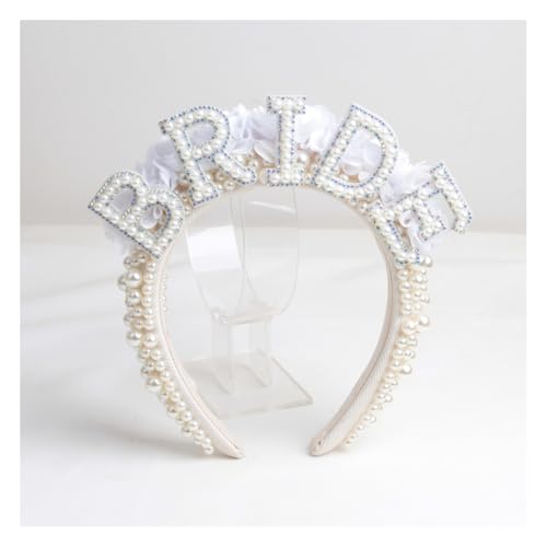 Wisafory Braut Haarbänder Perlen Haarreif Bride to be Haarschmuck Bride-Kopfschmuck mit "BRIDE" gedruckt Brautdekorationen für Hochzeiten, Freundinnenparty, Junggesellenabschied 9# von Wisafory