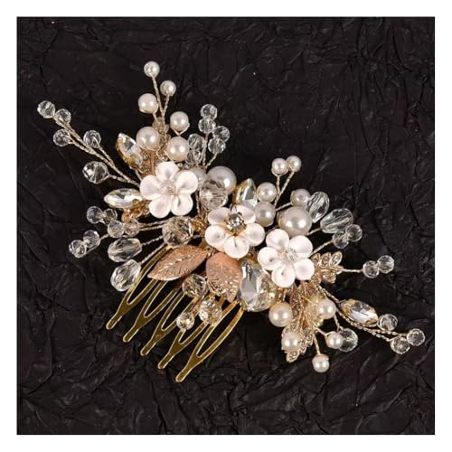 Wisafory Braut Haarschmuck Hochzeit Haarnadeln mit Blume Perlen Strass Haarspangen Kopfschmuck Hair Clips Brautschmuck für Brautjungfern, Damen, Mädchen Verlobung 3 blumen Kristallen Haarrechen von Wisafory