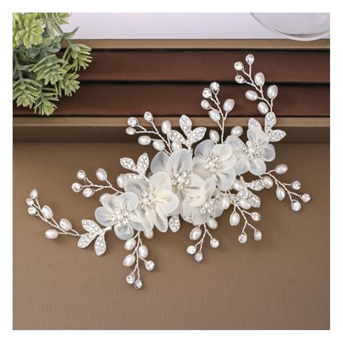 Wisafory Braut Haarschmuck Hochzeit Haarnadeln mit Blume Perlen Strass Haarspangen Kopfschmuck Hair Clips Brautschmuck für Brautjungfern, Damen, Mädchen Verlobung 6 Blumen-Haarspangen mit Kristallen von Wisafory