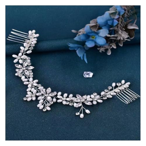 Wisafory Braut Haarschmuck Hochzeit Haarnadeln mit Blume Perlen Strass Haarspangen Kopfschmuck Hair Clips Brautschmuck für Brautjungfern, Damen, Mädchen Verlobung Haarkamm mit zwei Zinken von Wisafory