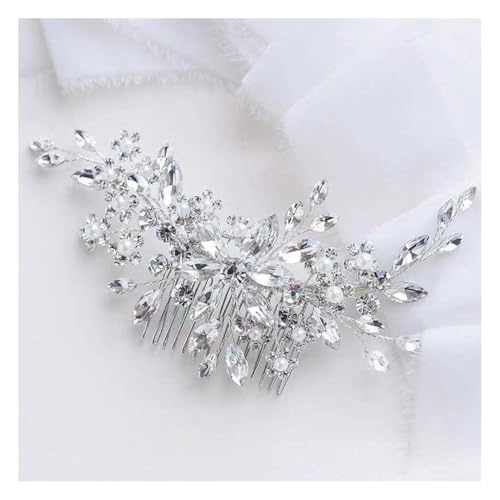 Wisafory Braut Haarschmuck Hochzeit Haarnadeln mit Blume Perlen Strass Haarspangen Kopfschmuck Hair Clips Brautschmuck für Brautjungfern, Damen, Mädchen Verlobung Kristallkamm von Wisafory
