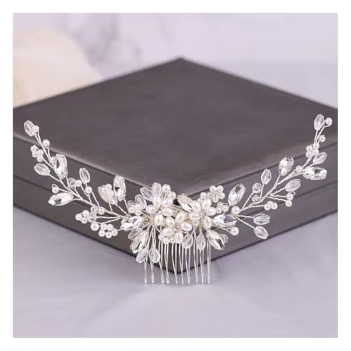 Wisafory Braut Haarschmuck Hochzeit Haarnadeln mit Blume Perlen Strass Haarspangen Kopfschmuck Hair Clips Brautschmuck für Brautjungfern, Damen, Mädchen Verlobung Silberfarben Perlenblumen Haarkamm von Wisafory