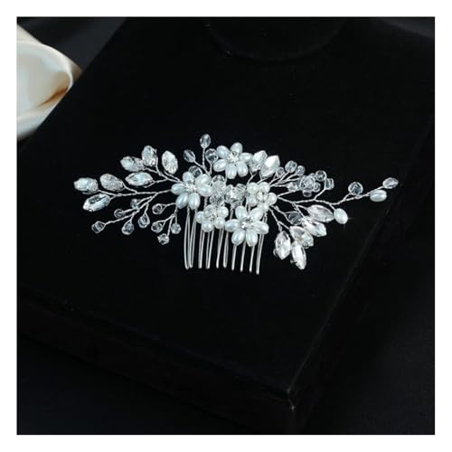 Wisafory Braut Haarschmuck Hochzeit Haarnadeln mit Blume Perlen Strass Haarspangen Kopfschmuck Hair Clips Brautschmuck für Brautjungfern, Damen, Mädchen Verlobung Weißer Kamm mit fünf kleinen Blumen von Wisafory