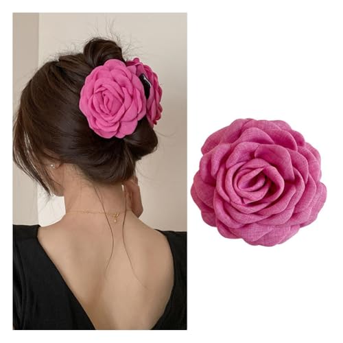 Wisafory Große Rose Haarspangen Blumen Haarklammer Haarclip Mehrfarbig Haarnadel Ansteckblume Haarschmuck Haar-Accessoires für Mädchen Frauen Party Halloween Karneval Maskerade Hochzeit Rosarot 12cm von Wisafory