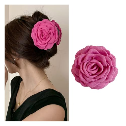 Wisafory Große Rose Haarspangen Blumen Haarklammer Haarclip Mehrfarbig Haarnadel Ansteckblume Haarschmuck Haar-Accessoires für Mädchen Frauen Party Halloween Karneval Maskerade Hochzeit Rosarot 9cm von Wisafory
