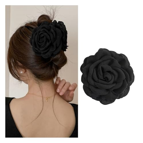 Wisafory Große Rose Haarspangen Blumen Haarklammer Haarclip Mehrfarbig Haarnadel Ansteckblume Haarschmuck Haar-Accessoires für Mädchen Frauen Party Halloween Karneval Maskerade Hochzeit Schwarz 12cm von Wisafory