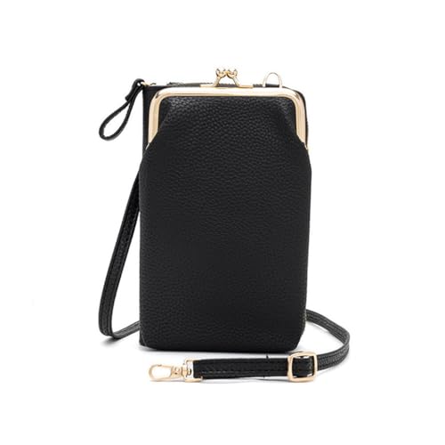 Wisafory Handytasche PU Leder Umhängetasche Brieftasche Schultertasche Handtasche Geldbörse Handy Tasche zum Umhängen Mini Crossbody Umhängetasche für Frauen und Mädchen Schwarz von Wisafory