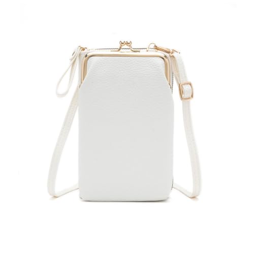 Wisafory Handytasche PU Leder Umhängetasche Brieftasche Schultertasche Handtasche Geldbörse Handy Tasche zum Umhängen Mini Crossbody Umhängetasche für Frauen und Mädchen Weiß von Wisafory