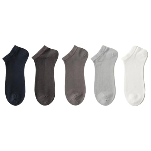 Wisafory Herren-Socken aus Seide Atmungsaktive Seidenstrümpfe Seidensocken Durchsichtig knöchelhohe Strumpfwaren Niedrig geschnittene Freizeitsocken Marine+Dunkelgrau+Mittelgrau+Hellgrau+Weiß von Wisafory
