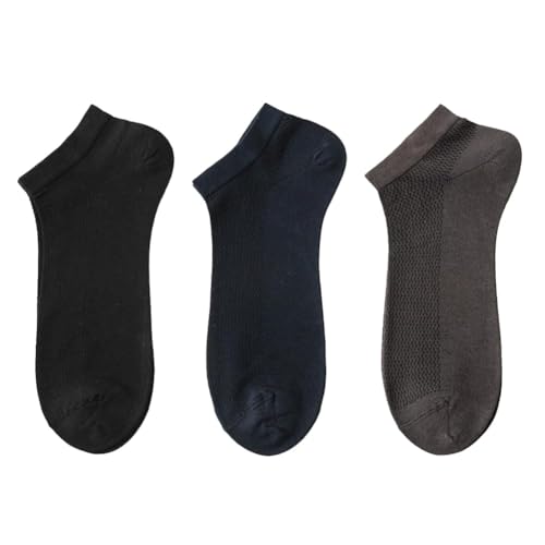 Wisafory Herren-Socken aus Seide Atmungsaktive Seidenstrümpfe Seidensocken Durchsichtig knöchelhohe Strumpfwaren Niedrig geschnittene Freizeitsocken Schwarz+Navy+Dunkelgrau von Wisafory