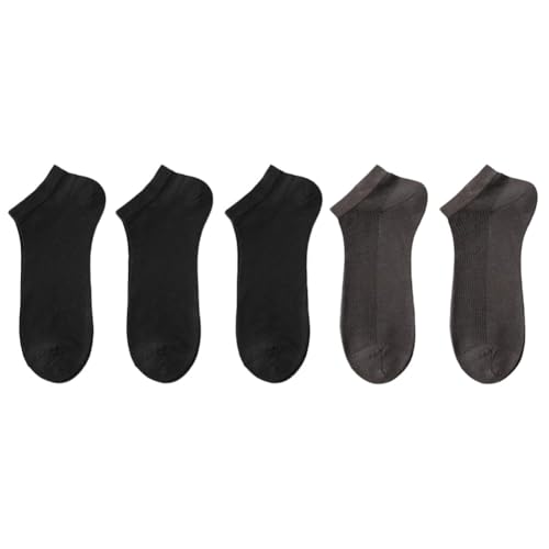 Wisafory Herren-Socken aus Seide Atmungsaktive Seidenstrümpfe Seidensocken Durchsichtig knöchelhohe Strumpfwaren Niedrig geschnittene Freizeitsocken Schwarz 3 Paare + Dunkelgrau 2 Paare von Wisafory