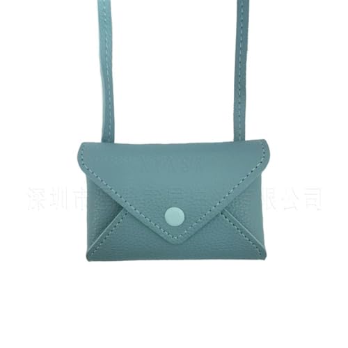 Wisafory Mini Umschlag-Geldbörse für Damen Kleine Umhängetasche Handgefertigt Gürteltasche Schultertasche Crossbody PU Leder Tasche Geldaufbewahrung mit Schnappverschluss für jeden Anlass Blau Grün von Wisafory