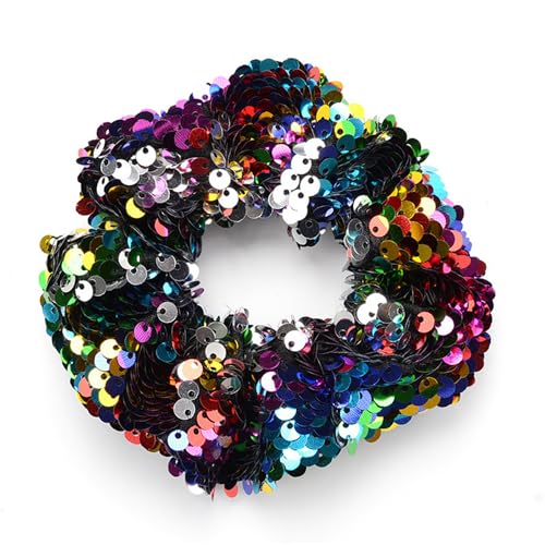 Wisafory Pailletten Haargummi Glitzer Bunt Scrunchies Elastische Zopfgummi Haarbänder Haar Ringe Seile Gummibänder Mode Pferdeschwanzhalter Haarschmuck Haarseil für Frauen Mädchen 2# von Wisafory