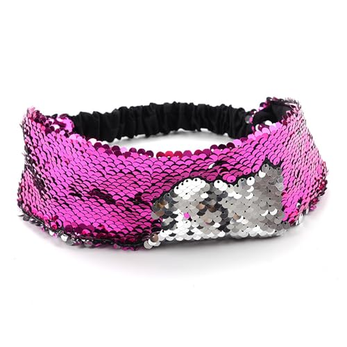 Wisafory Pailletten Stirnband Mode Elastisch Haarbänder Glitzer Stirnbänder Haarreifen Bunt Kopf Warp Headwear Kopfband Reversibel Haarband Haar Kopfbedeckung für Frauen Mädchen Lila von Wisafory