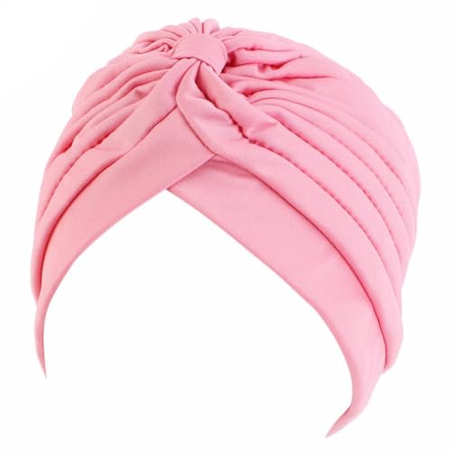 Wisafory Turban Mütze Damen Knotet Turbanmützen Chemo Kopftuch Hut Mode Falten Turban Kappe Beanie Headwraps Schlafmütze Kopfwickel Mütze Kopfbedeckung für Haarverlust Chemo Rosa#1 von Wisafory