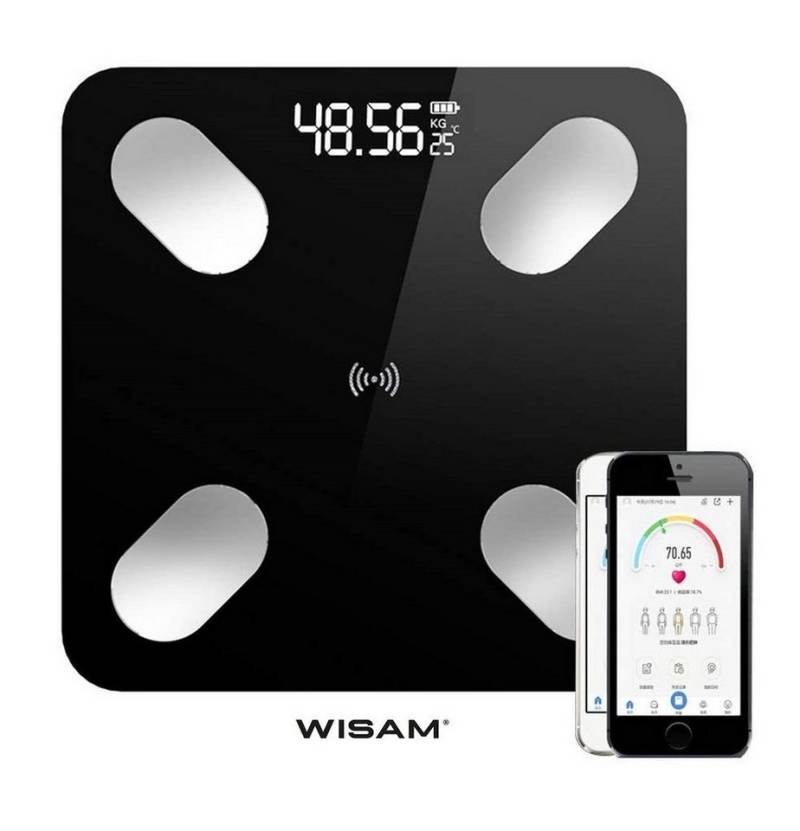 Wisam Körper-Analyse-Waage Körperfettwaage Personenwaage BMI Bluetooth B2017 Smart App von Wisam
