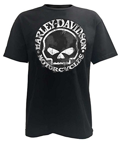 Harley-Davidson 30294030 Herren-T-Shirt, handgefertigt, Willie G, Totenkopf, Used-Look, Größe 3XL, Schwarz, 3X-Groß von Wisconsin Harley-Davidson