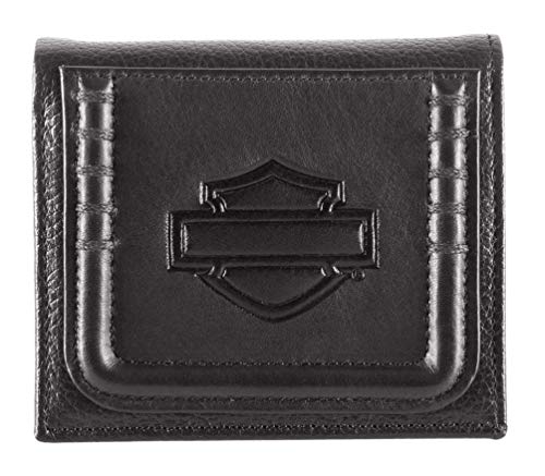 Harley-Davidson Damen Trapunto Leder Geldbörse w/RFID - Schwarz, Schwarz, 4" x 3.5" von Wisconsin Harley-Davidson