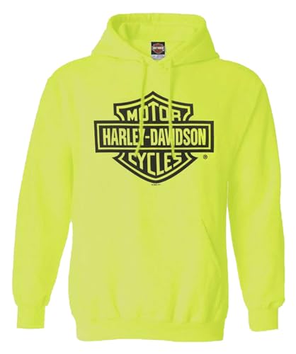 Harley-Davidson Herren Bar & Shield Logo Pullover Fleece Hoodie - Safety Green, Grün , Small von Wisconsin Harley-Davidson