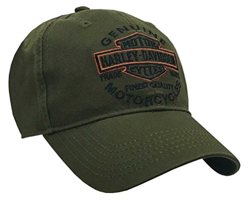 Harley-Davidson Herren Baseballkappe bestickt Long Bar & Shield Olive, Grün , Einheitsgröße von Wisconsin Harley-Davidson