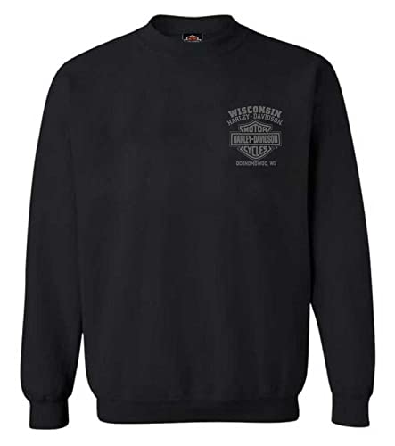 Harley-Davidson Herren Corrosion Willie G Skull Fleece Pullover Sweatshirt, Schwarz, Schwarz, Large von Wisconsin Harley-Davidson