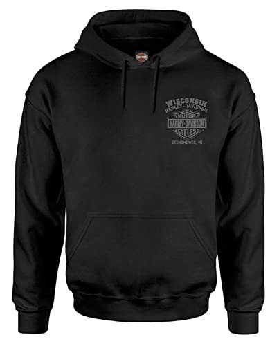 Harley-Davidson Herren Corrosion Willie G Skull Poly-Blend Pullover Hoodie Schwarz, Schwarz, X-Large von Wisconsin Harley-Davidson